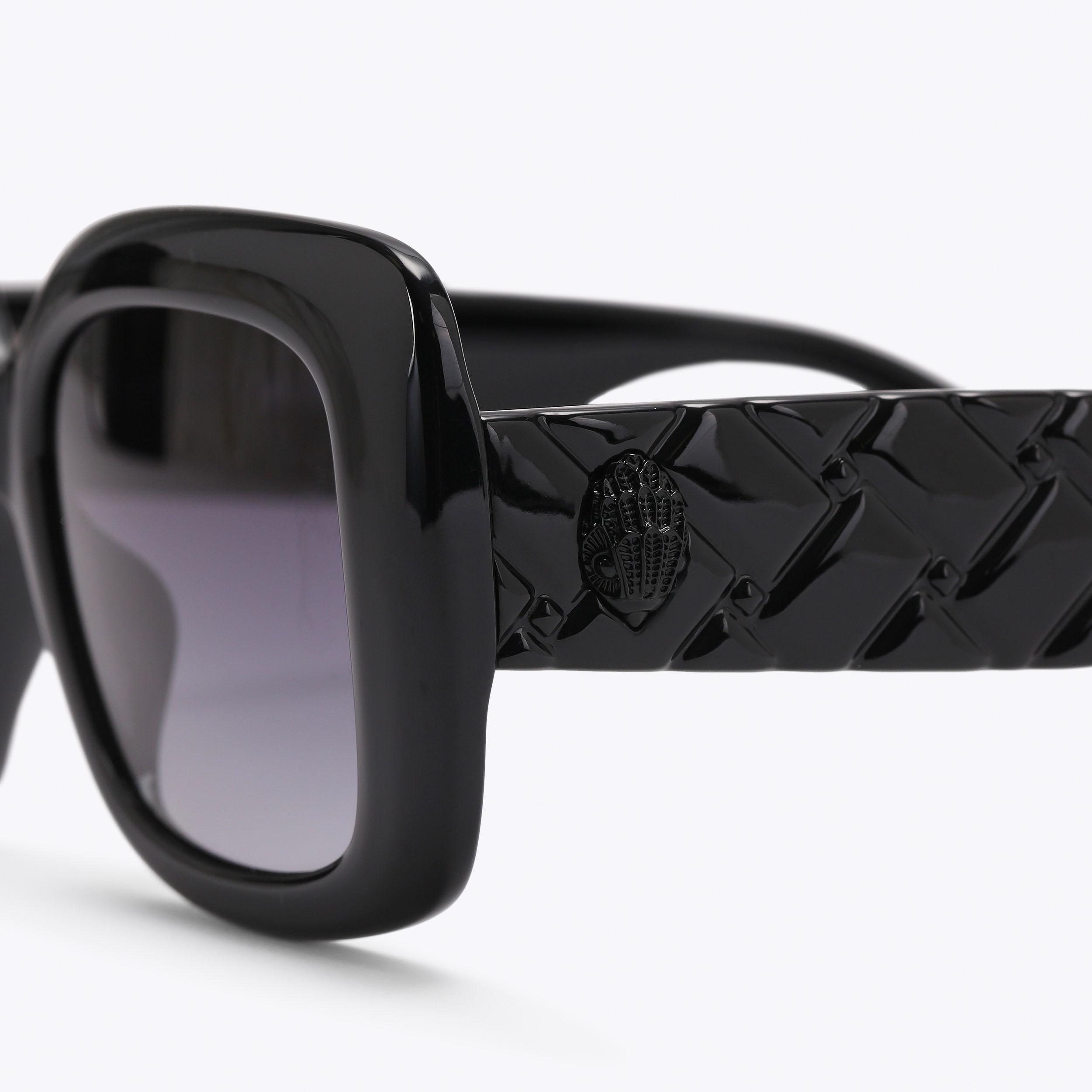 KENSINGTON OS SQUARE Black Quilted Acetate Sunglasses by Kurt