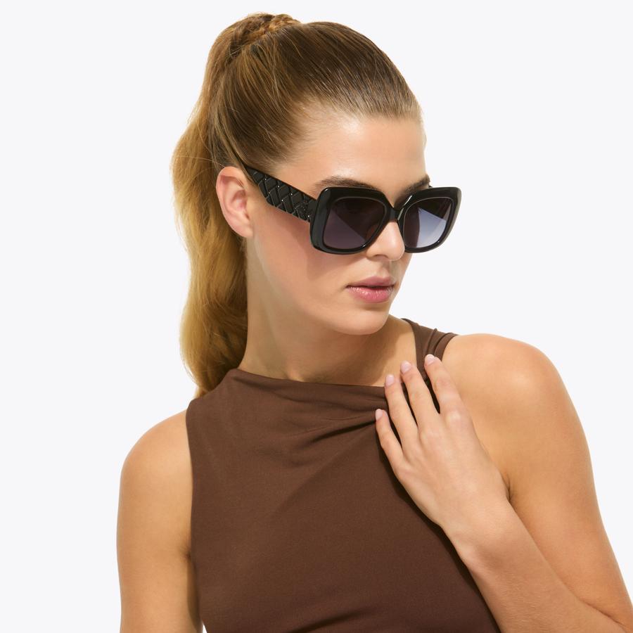 KENSINGTON OS SQUARE Black Quilted Acetate Sunglasses by Kurt