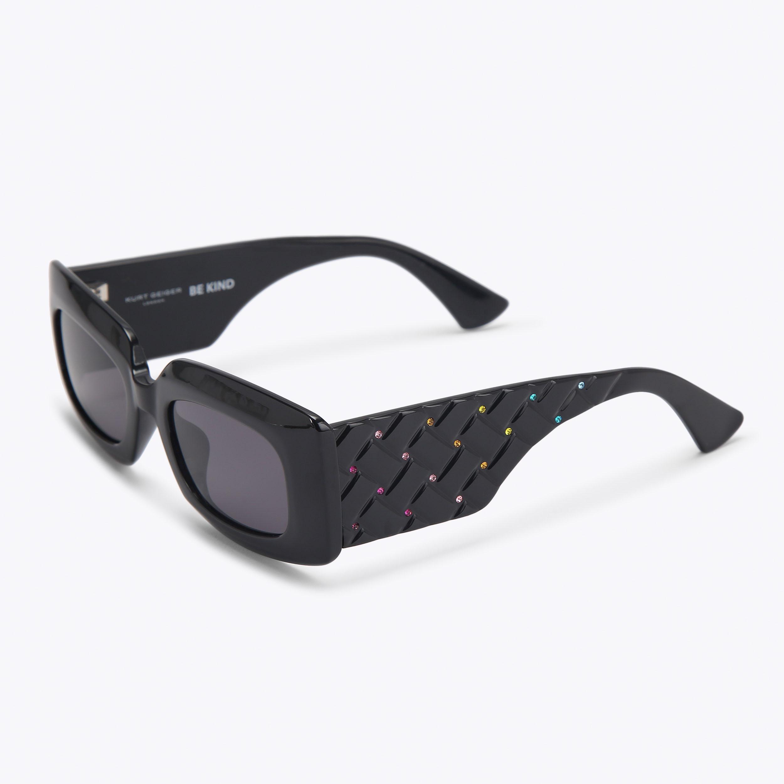 Kurt Geiger Black Rectangle Sunglasses KENSINGTON RECTANGLE Black Drench Sunglasses by KURT GEIGER  main image 3