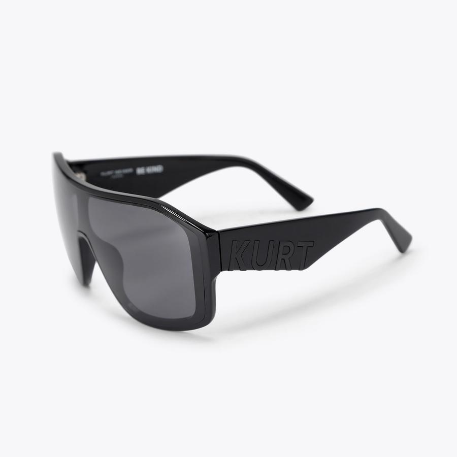 KURT OVERSIZED VISOR Black Acetate Sunglasses by Kurt Geiger  display picture 3