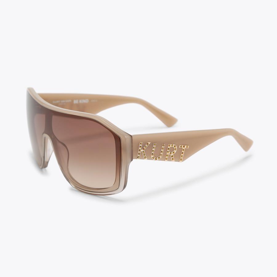 KURT OVERSIZED VISOR Beige Acetate Sunglasses by Kurt Geiger London