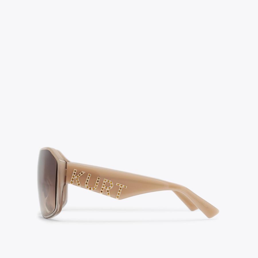 KURT OVERSIZED VISOR Beige Acetate Sunglasses by Kurt Geiger London