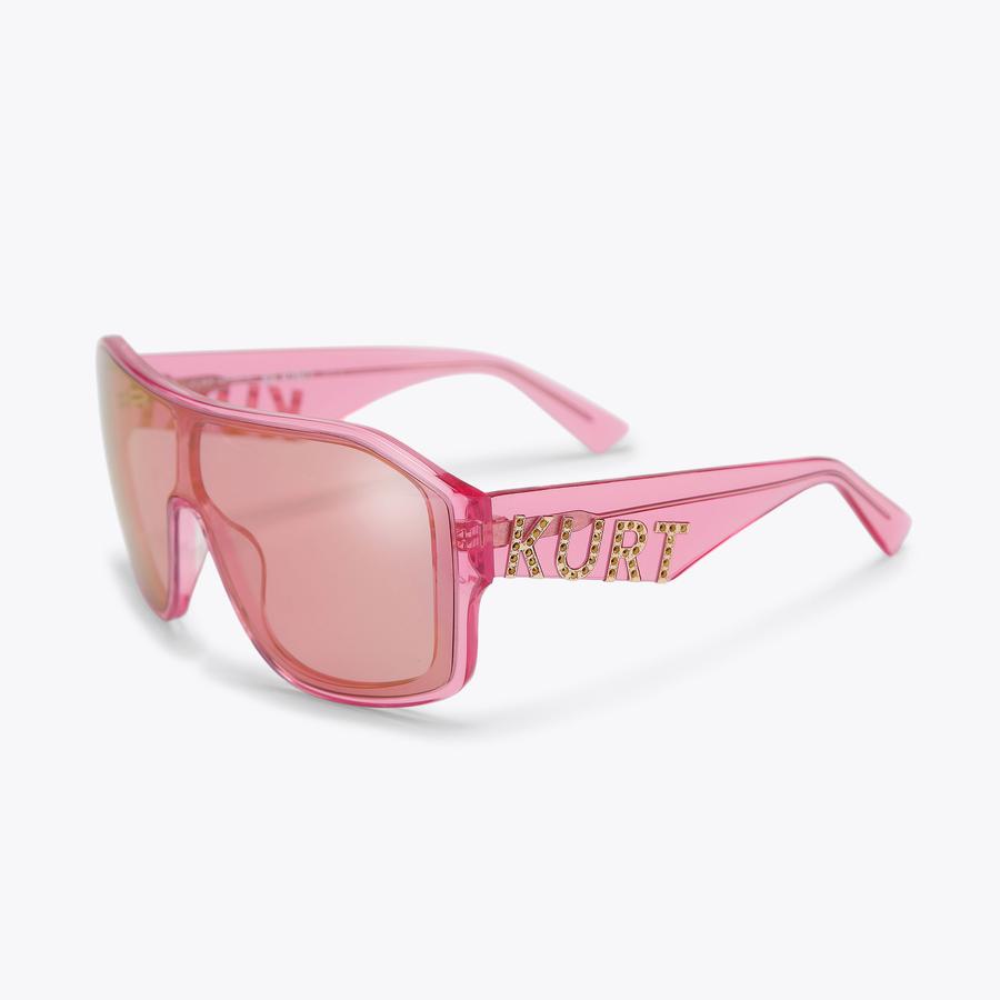 KURT OVERSIZED VISOR Pink Transparent Sunglasses by Kurt Geiger London
