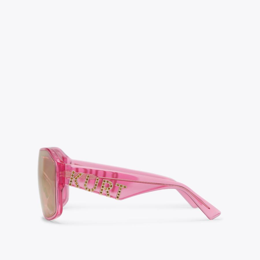 KURT OVERSIZED VISOR Pink Transparent Sunglasses by Kurt Geiger London