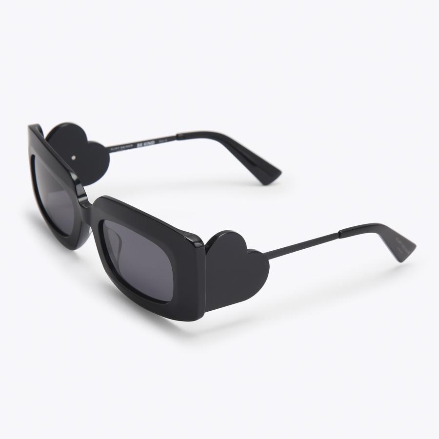 XL HEART RECTANGLE Black Heart Frame Sunglasses by Kurt Geiger London