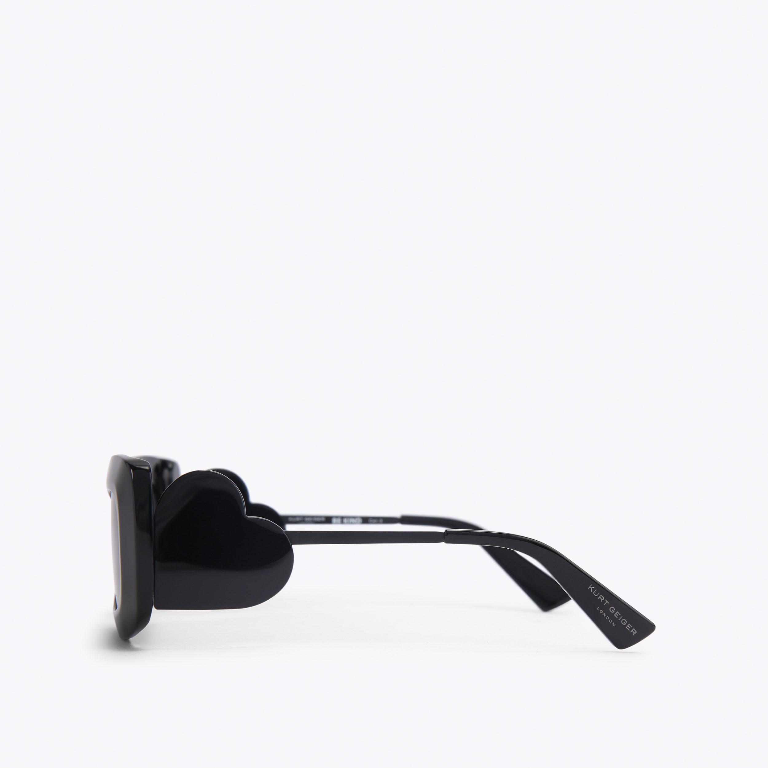 XL HEART RECTANGLE Black Heart Frame Sunglasses by Kurt Geiger London