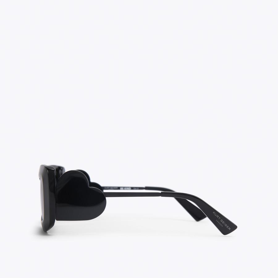 XL HEART RECTANGLE Black Heart Frame Sunglasses by Kurt Geiger London