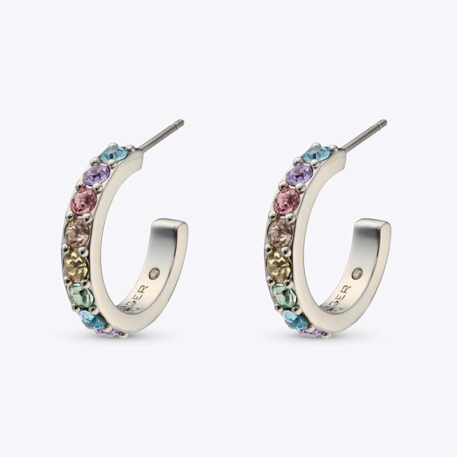 lulu38 CRYSTAK HUGGIE HOOPS Silver Brass Crystal Earrings by KURT