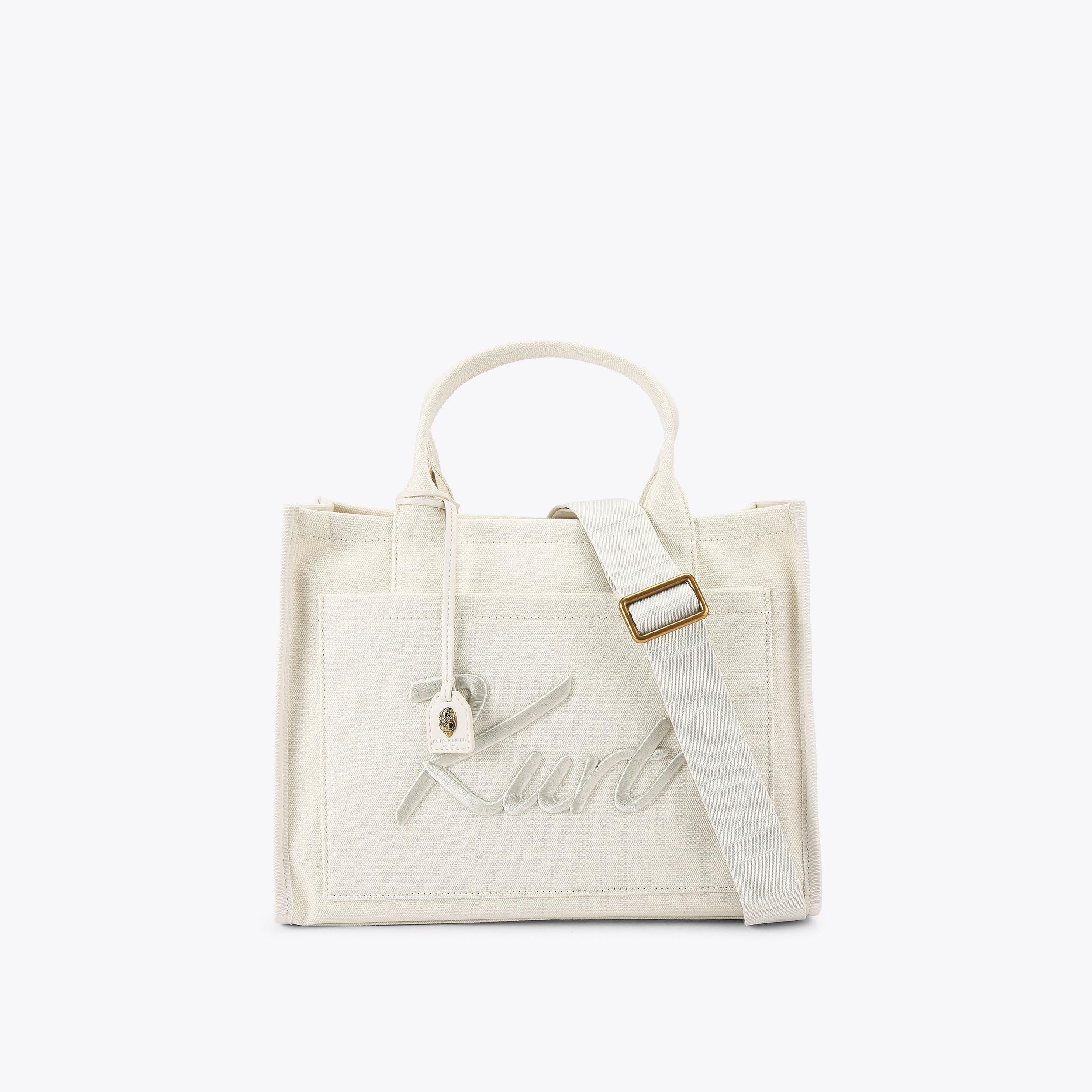 KURT TOTE White Canvas Tote Bag by Kurt Geiger London
