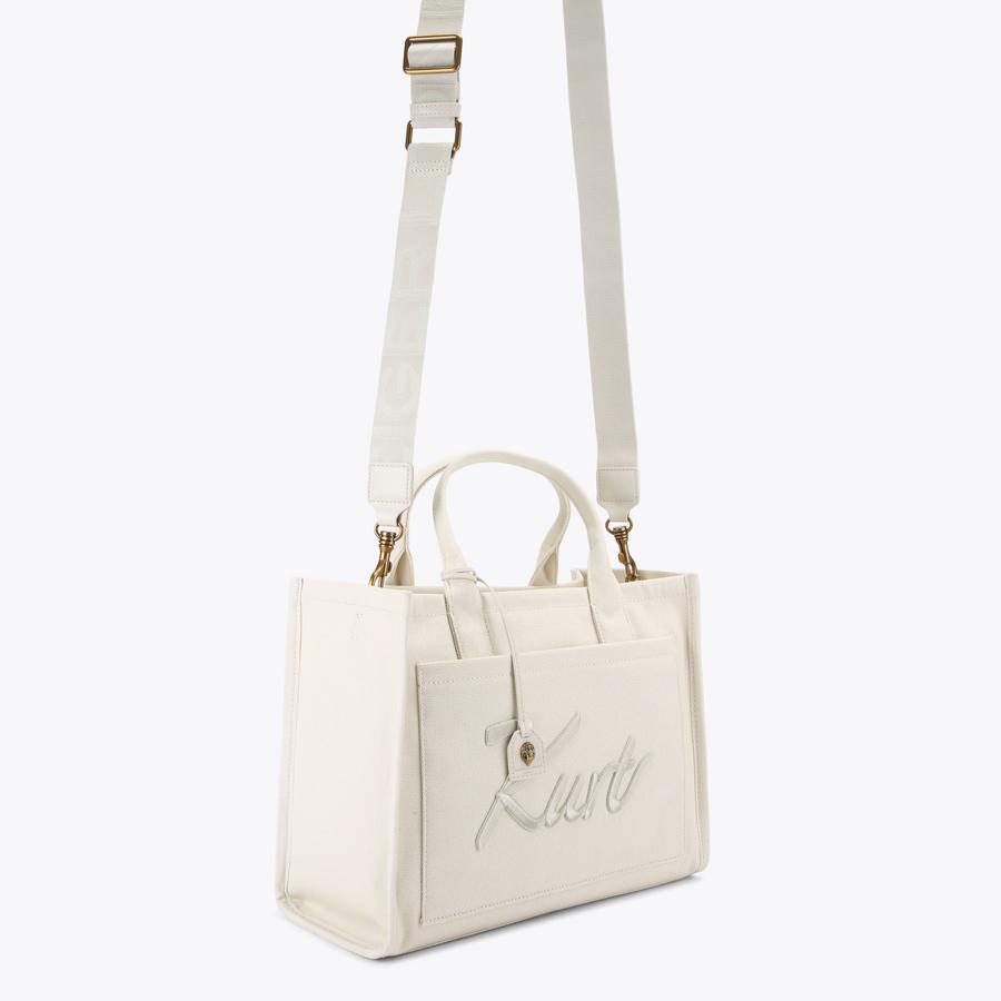 KURT TOTE White Canvas Tote Bag by Kurt Geiger London