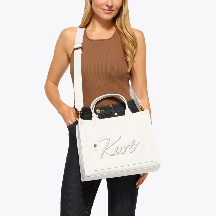 KURT TOTE White Canvas Tote Bag by Kurt Geiger London