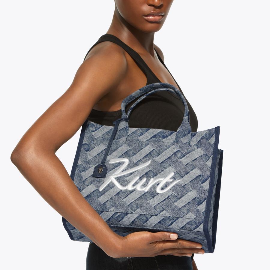 KURT TOTE Denim Fabric Tote Bag by Kurt Geiger London