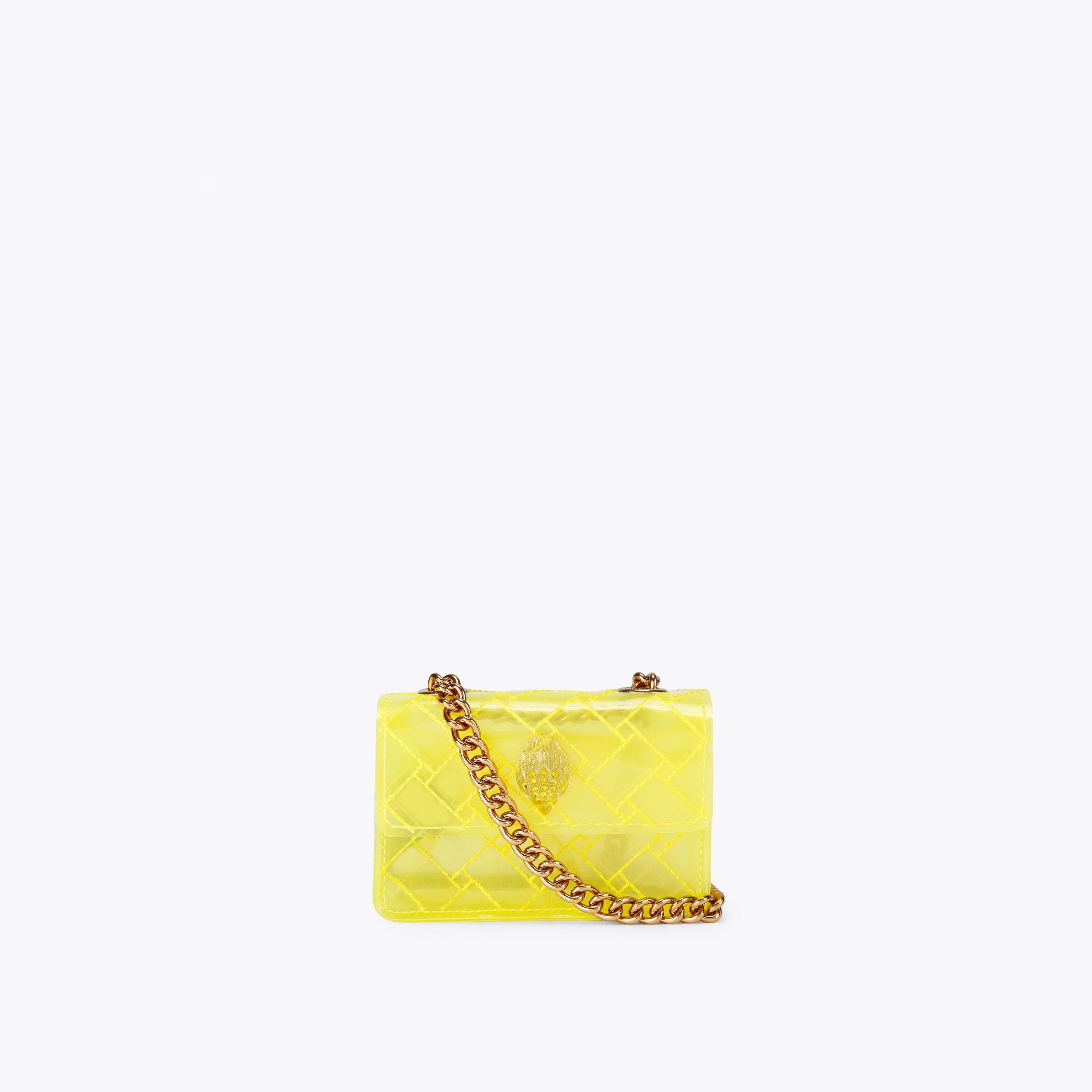 MICRO KENSINGTON VINYL Yellow Cross Body Bag by Kurt Geiger London