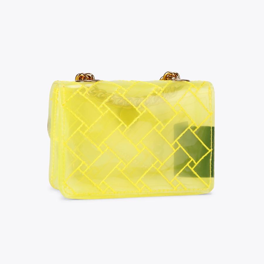 MICRO KENSINGTON VINYL Yellow Cross Body Bag by Kurt Geiger London