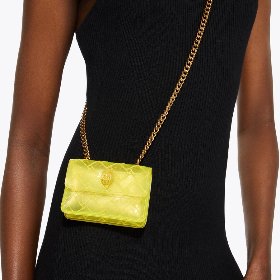 MICRO KENSINGTON VINYL Yellow Cross Body Bag by Kurt Geiger London