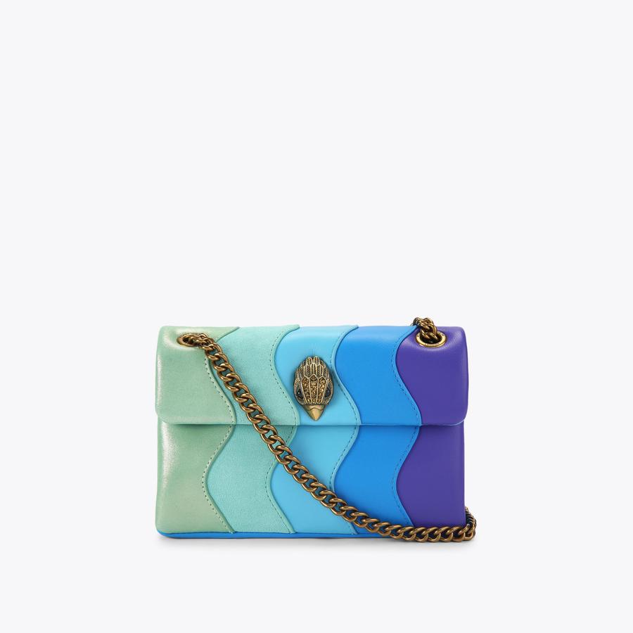 MINI KENSINGTON W Blue Wavy Leather Cross Body Bag by Kurt Geiger