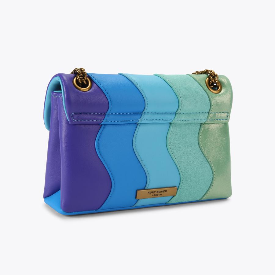MINI KENSINGTON W Blue Wavy Leather Cross Body Bag by Kurt Geiger