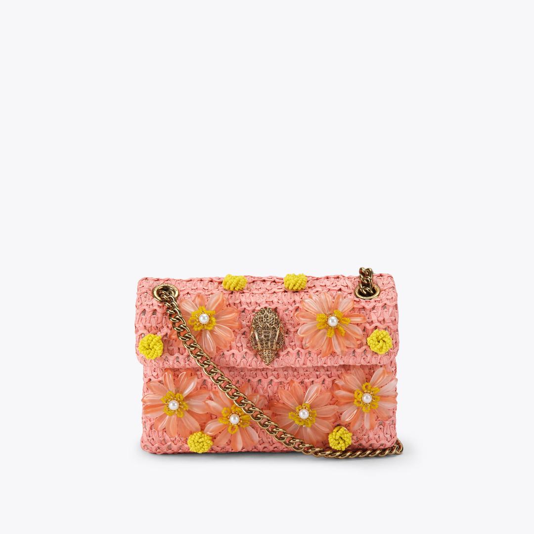 Raffia Mini Kensington Peach Raffia Cross Body Bag By Kurt Geiger London · Kurt Geiger London
