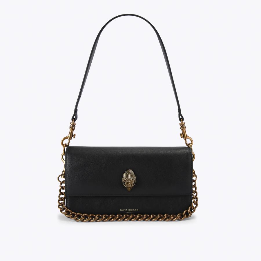 SHOREDITCH SOFT SH Black Leather Soft Shoulder Bag by Kurt Geiger