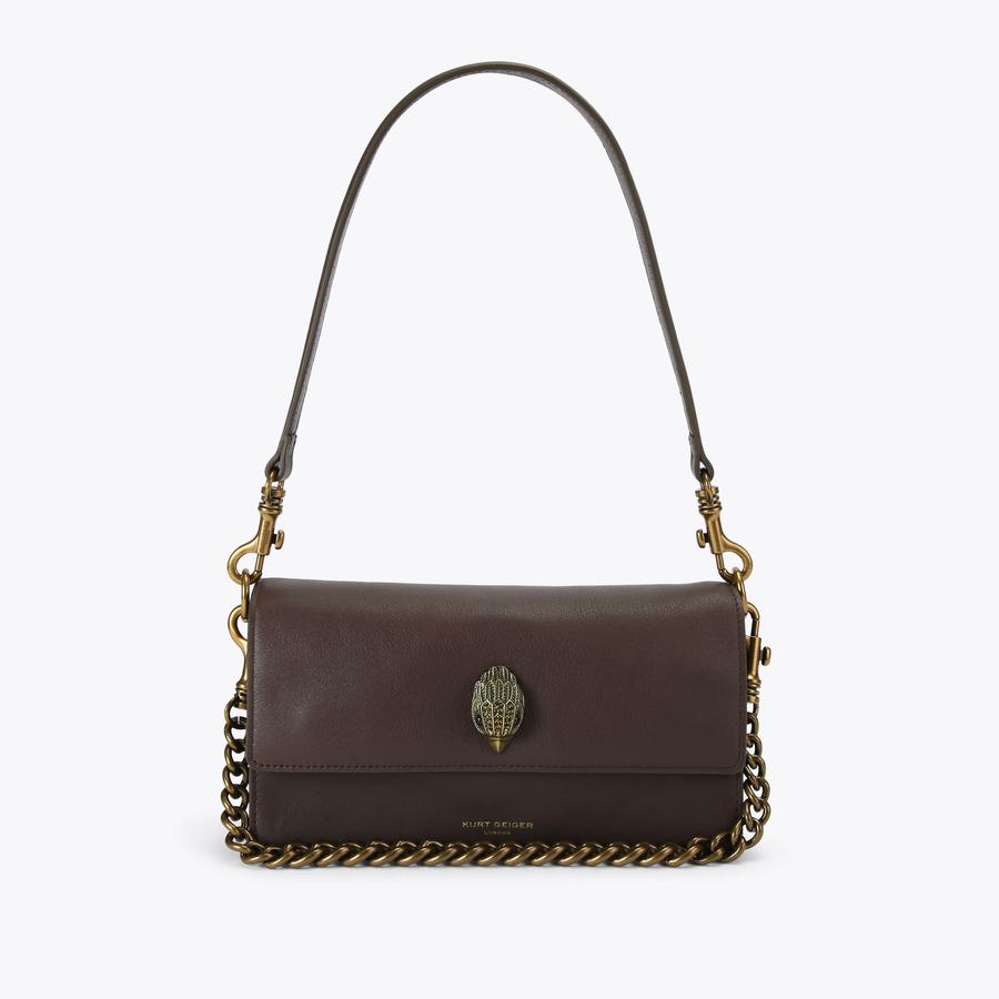 SHOREDITCH SOFT SH Dark Brown Leather Soft Shoulder Bag by Kurt