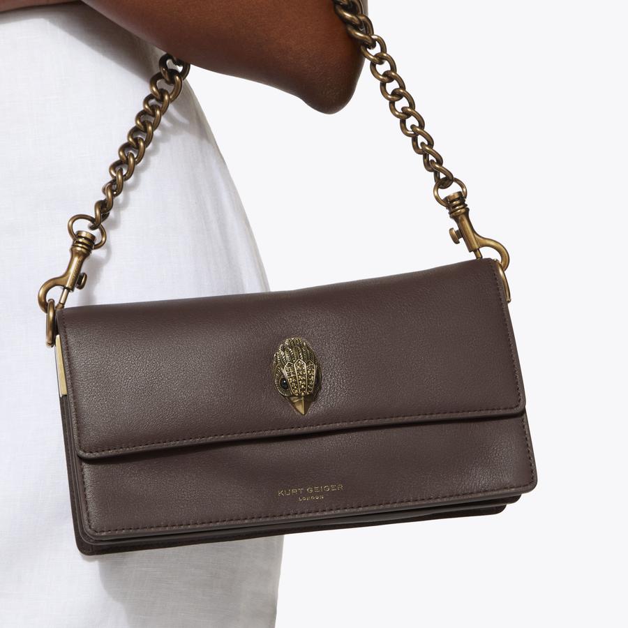 SHOREDITCH SOFT SH Dark Brown Leather Soft Shoulder Bag by Kurt