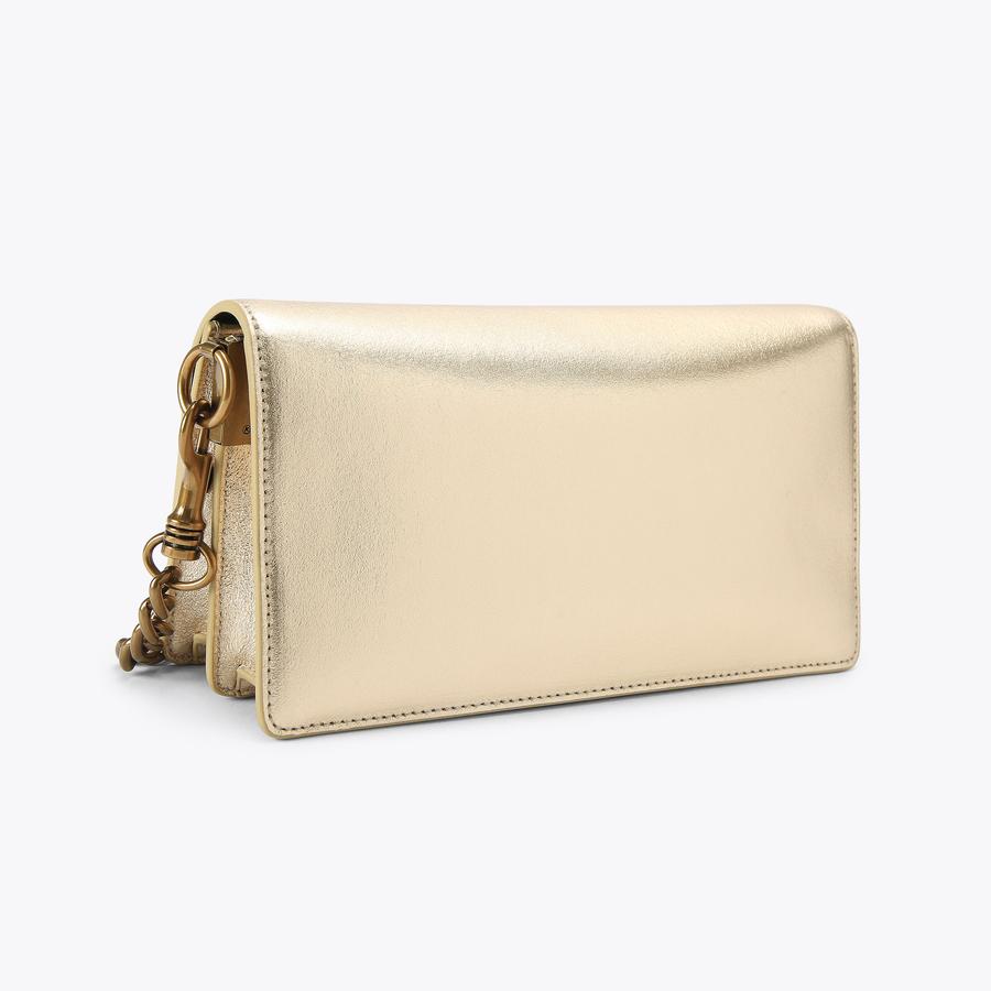 SHOREDITCH SOFT SH Gold Leather Soft Shoulder Bag by Kurt Geiger