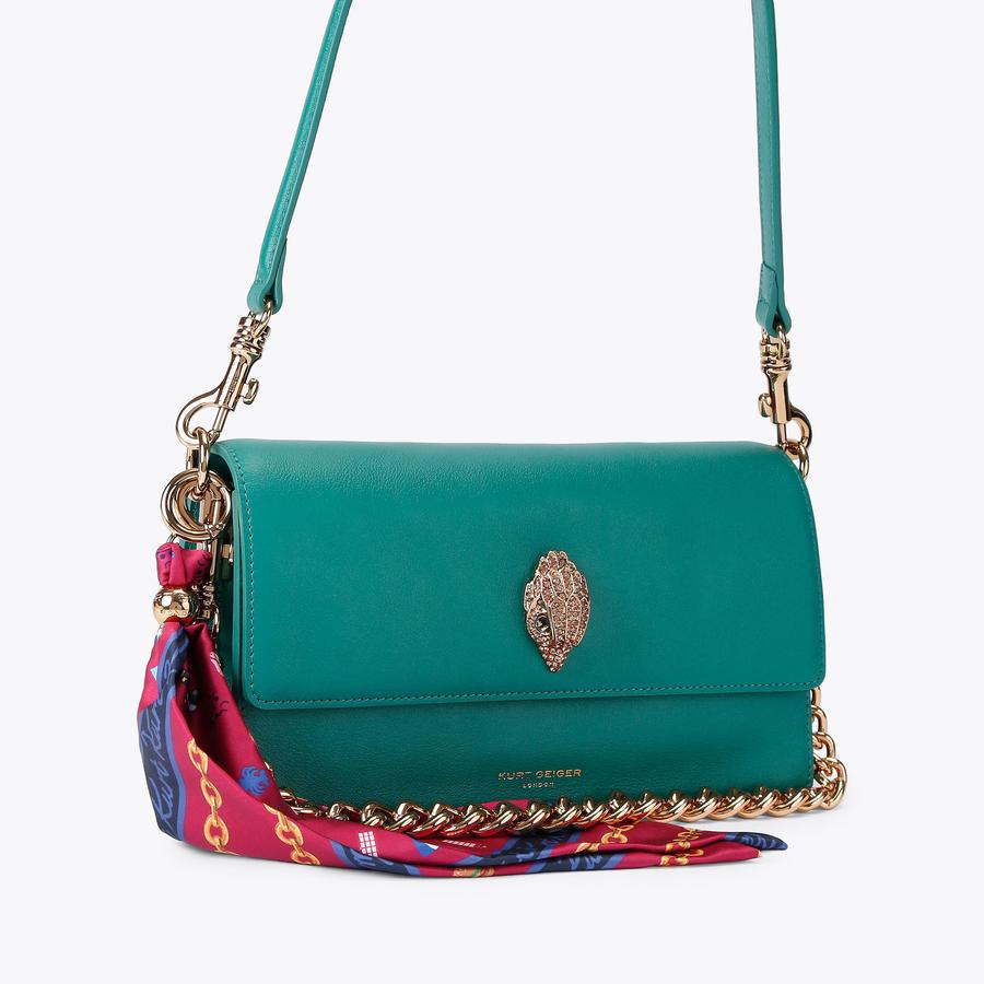 SHOREDITCH SOFT SH Petrol Leather Shoulder Bag by Kurt Geiger London