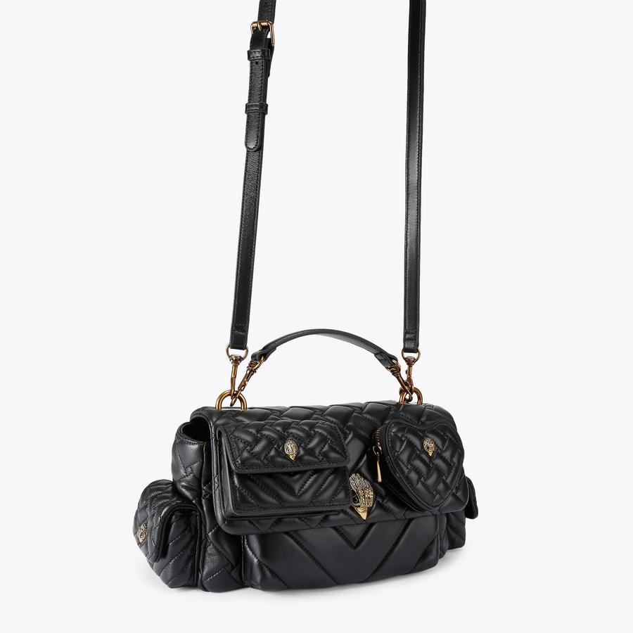 KENSINGTON MULTIPOCKET SH Black Leather Quilted Pocket Bag by Kurt