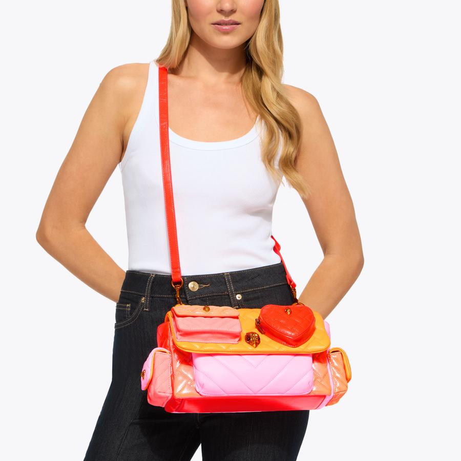 KENSINGTON MULTIPOCKET SH Orange Pink Neon Shoulder Bag by Kurt