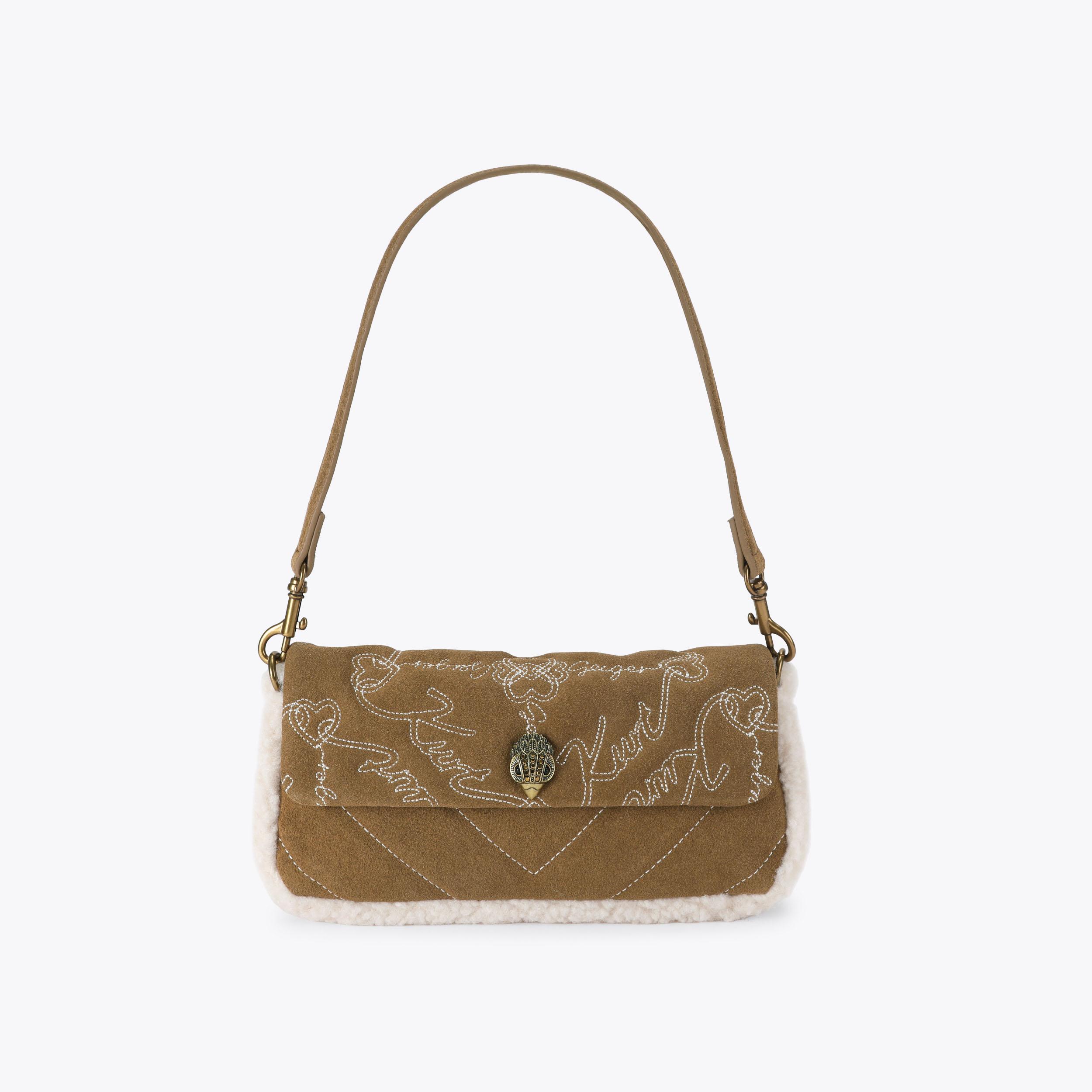 SHOREDITCH SOFT SH Tan Suede Leather Shoulder Bag by Kurt Geiger