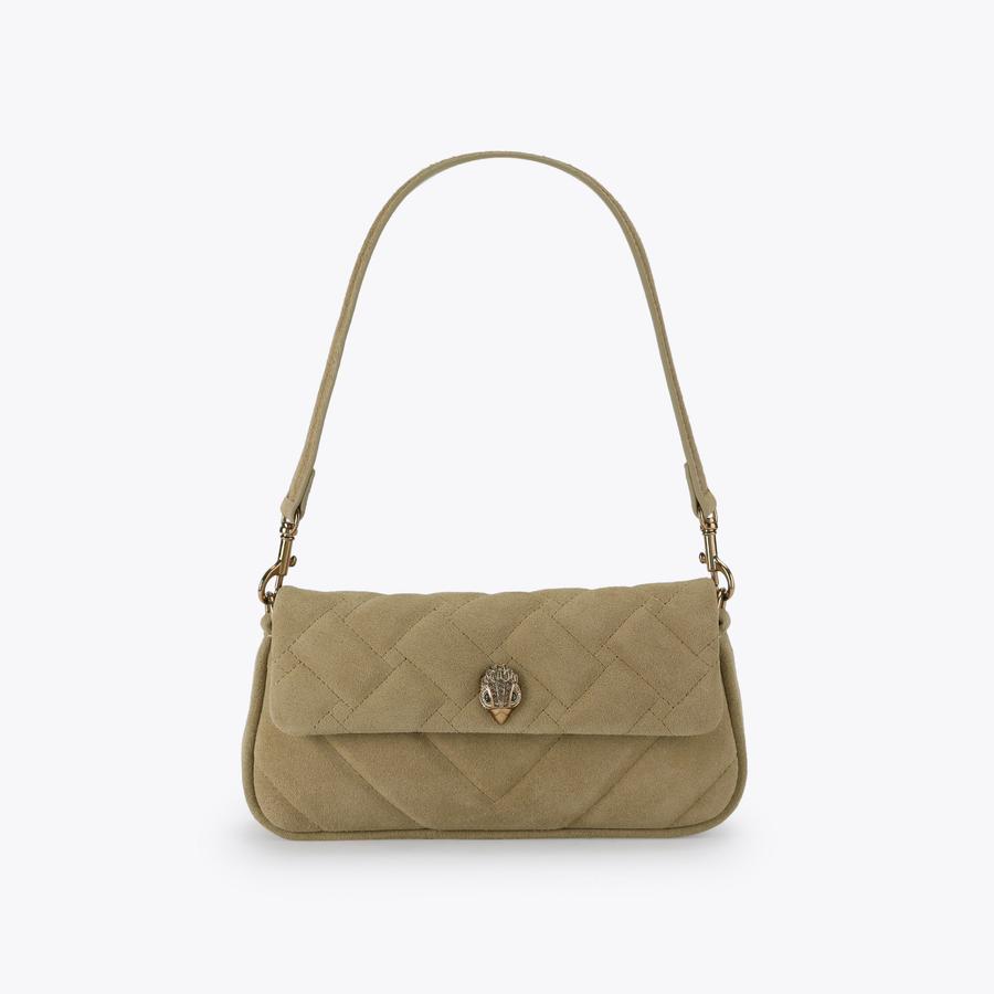 PICKLE SHOULDER BAG Beige Suede Shoulder Bag by Kurt Geiger London