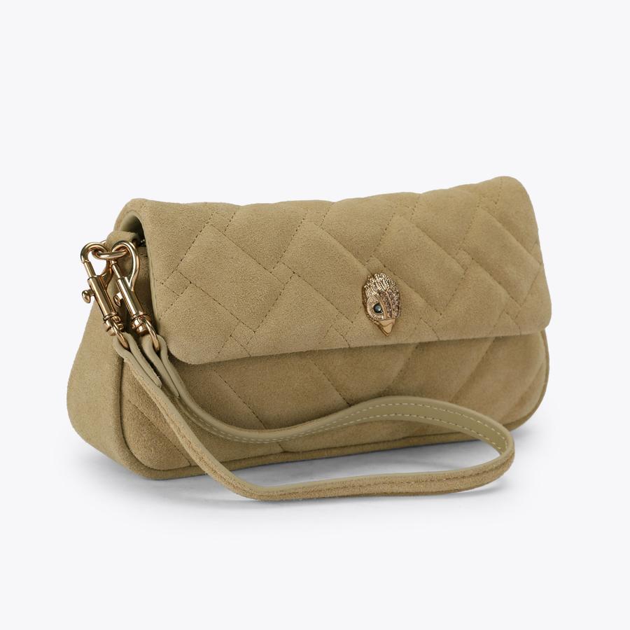 PICKLE SHOULDER BAG Beige Suede Shoulder Bag by Kurt Geiger London