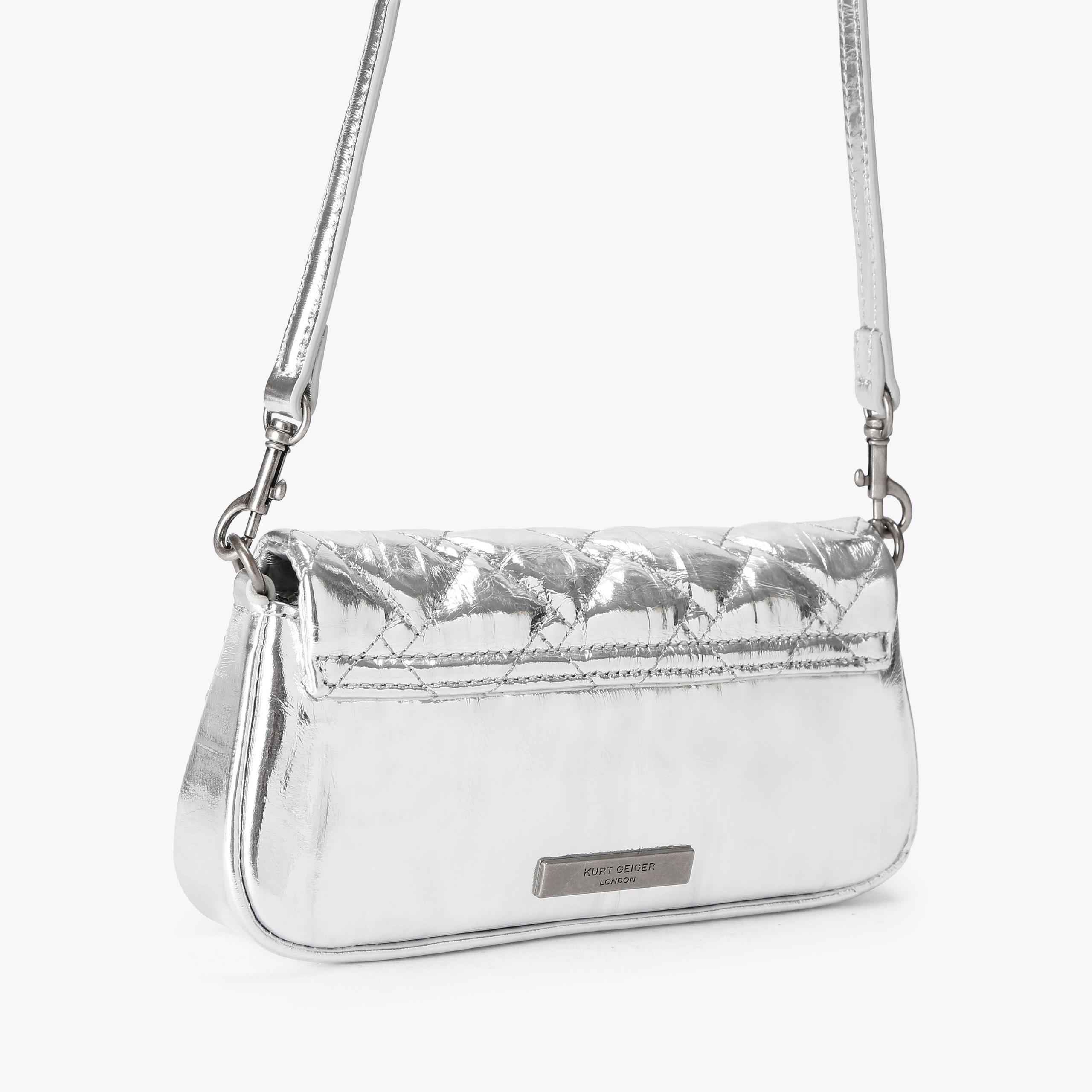 PICKLE SHOULDER BAG Silver Metallic Shoulder Wristlet Bag by Kurt