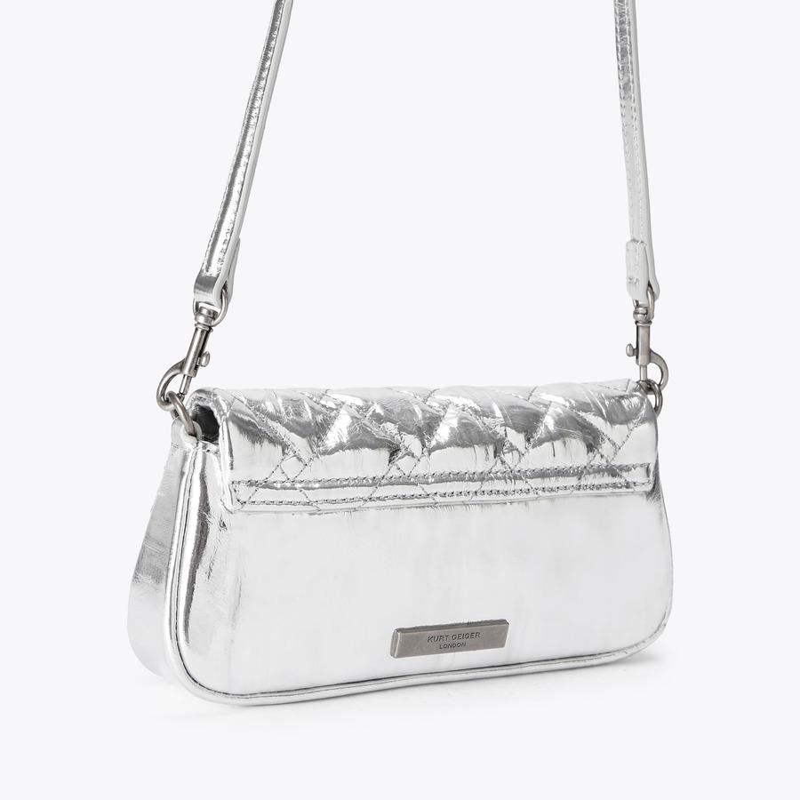 PICKLE SHOULDER BAG Silver Metallic Shoulder Wristlet Bag by Kurt