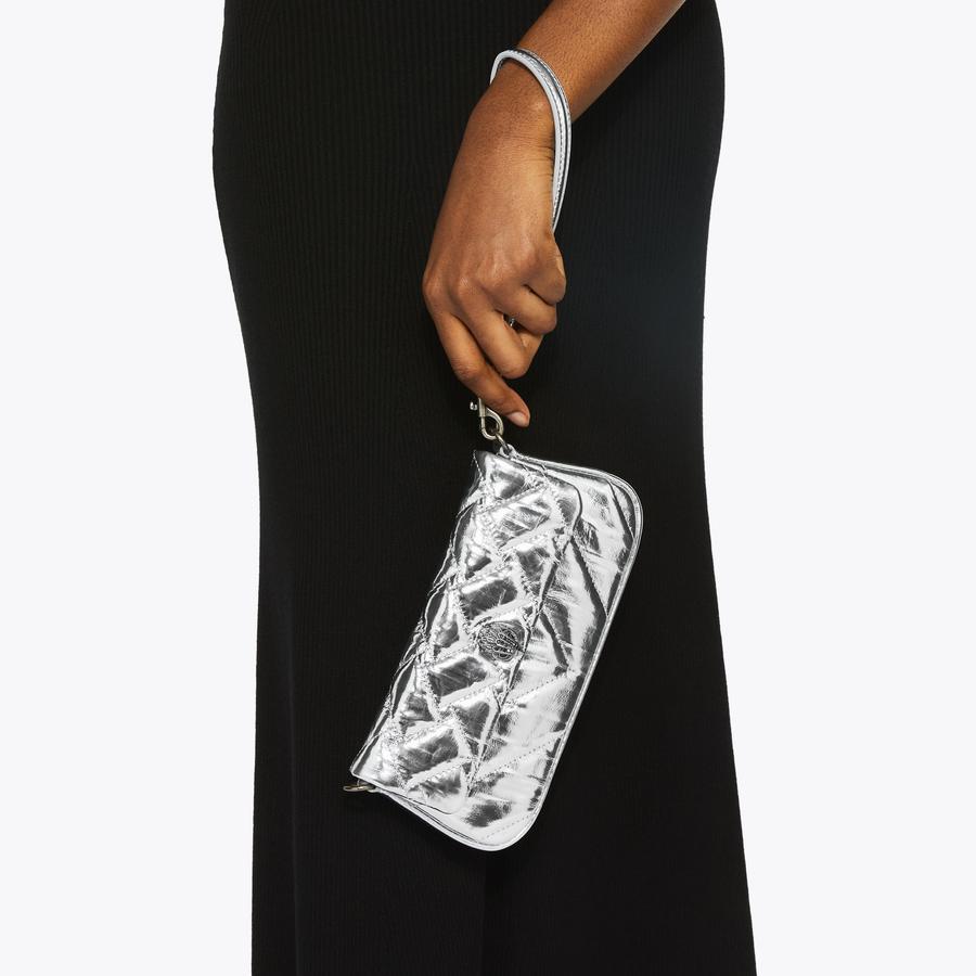 PICKLE SHOULDER BAG Silver Metallic Shoulder Wristlet Bag by Kurt