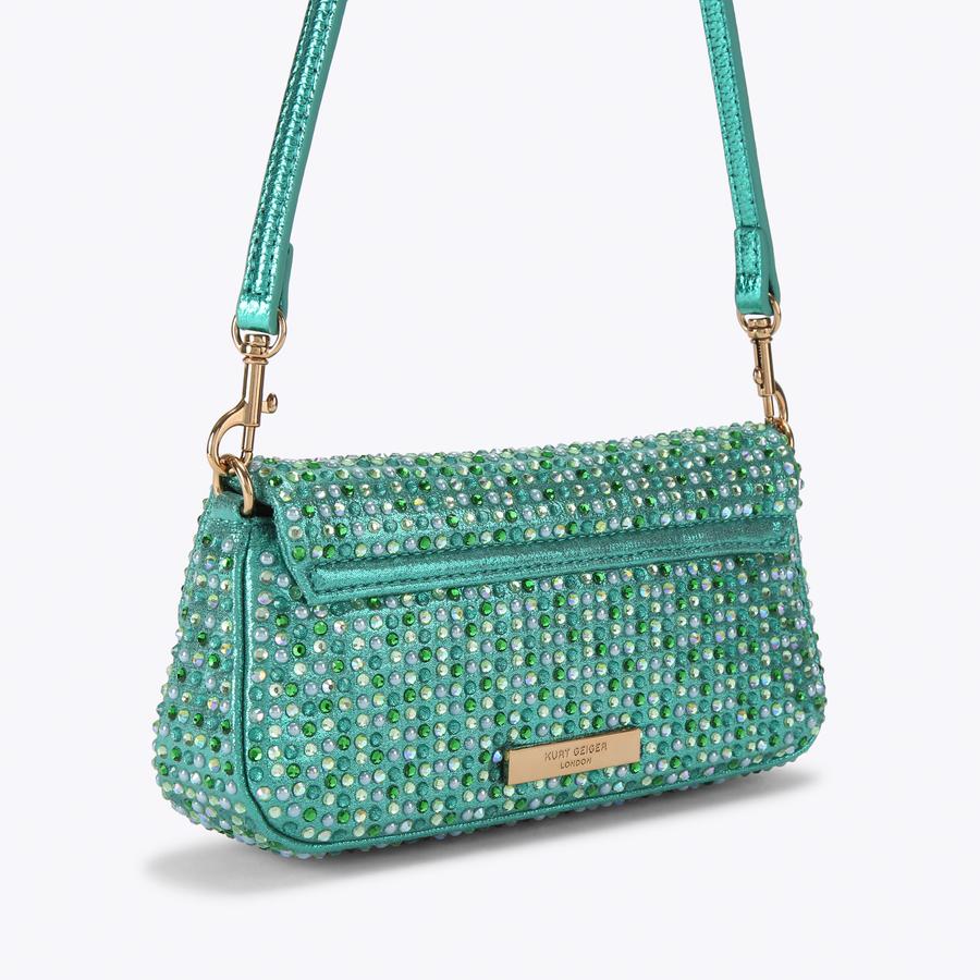 PICKLE SHOULDER BAG Green Fabric Shoulder Bag by Kurt Geiger London