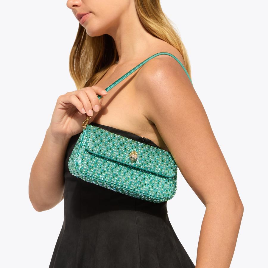 PICKLE SHOULDER BAG Green Fabric Shoulder Bag by Kurt Geiger London
