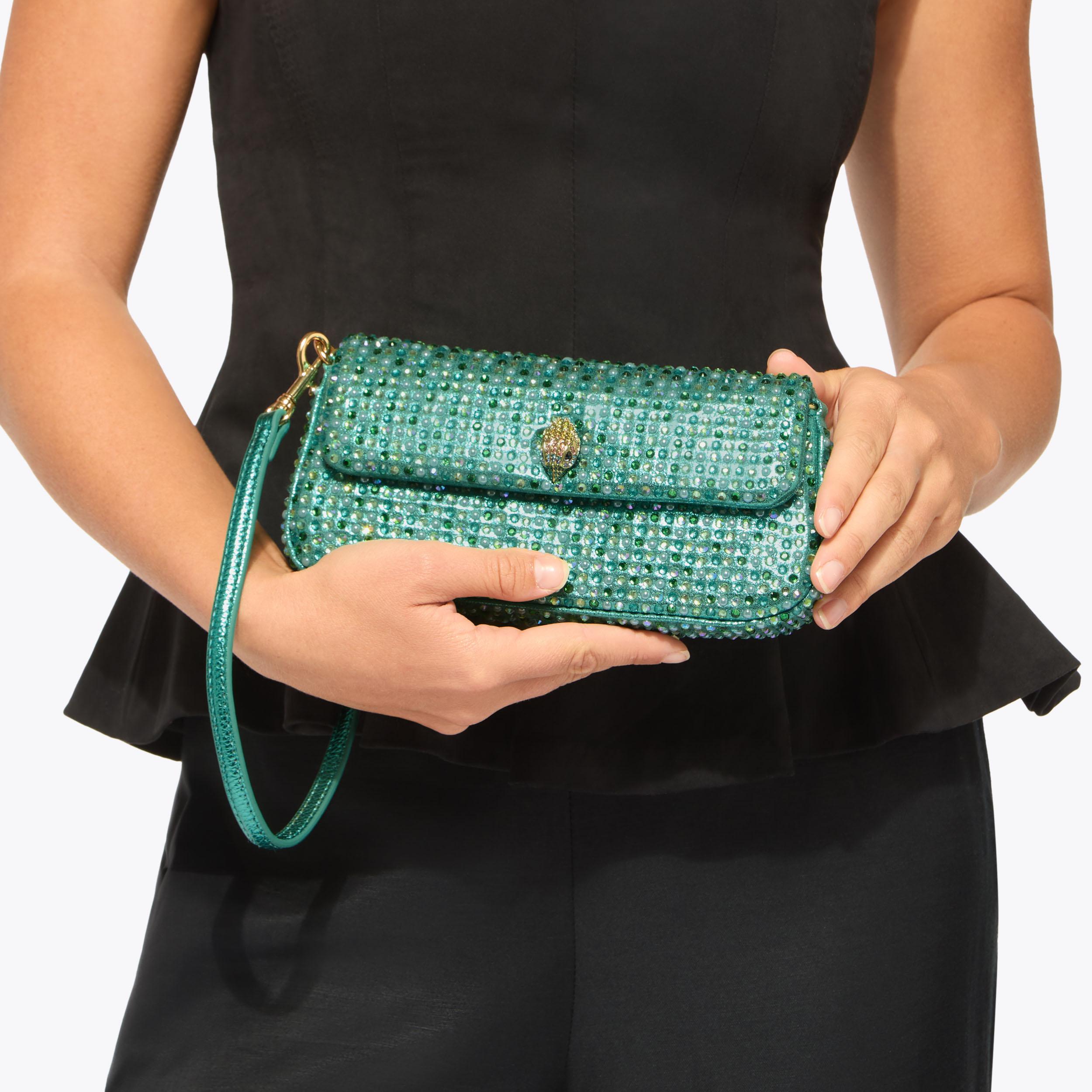 PICKLE SHOULDER BAG Green Fabric Shoulder Bag by Kurt Geiger London