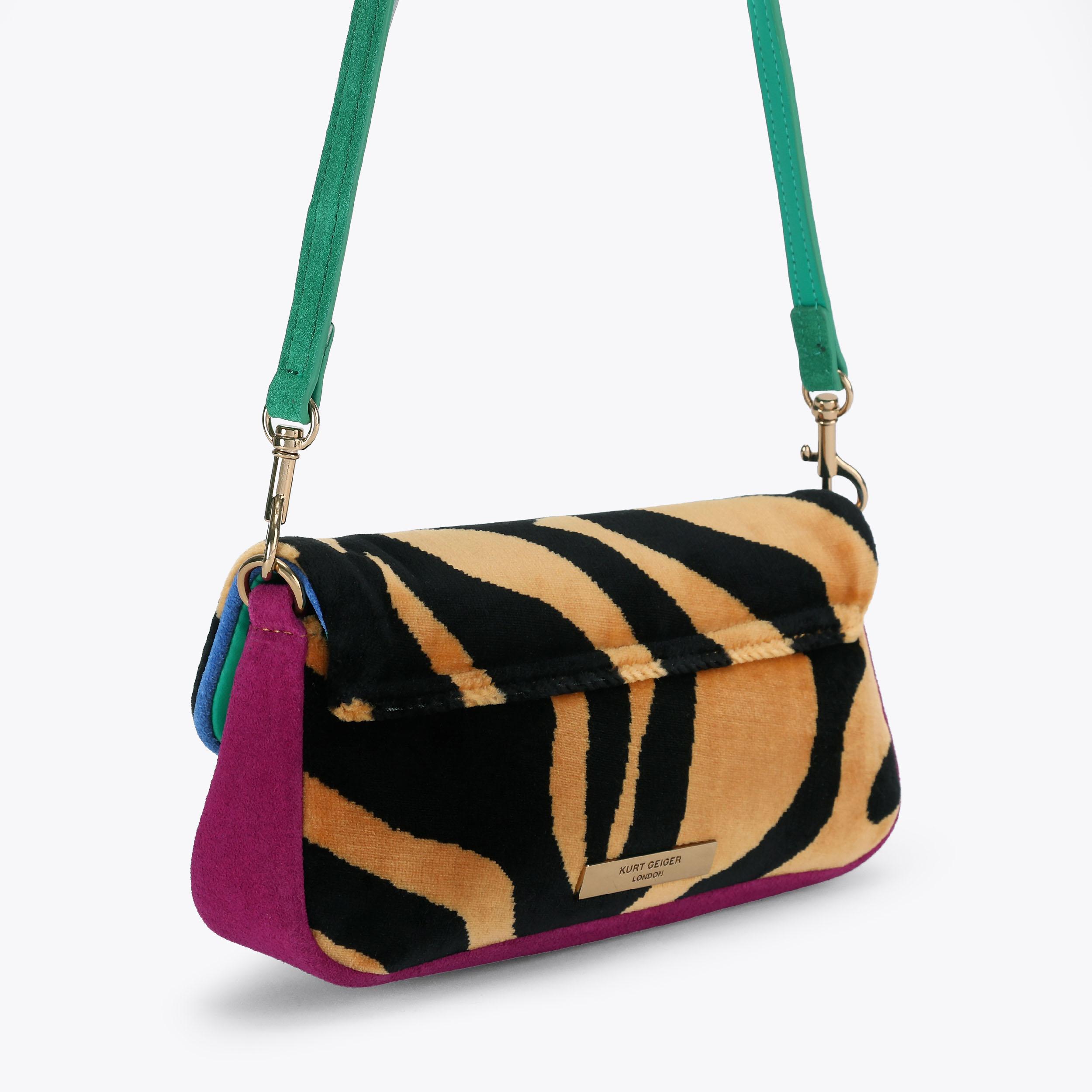 PICKLE SHOULDER BAG Velvet Fabric Shoulder Bag by Kurt Geiger London
