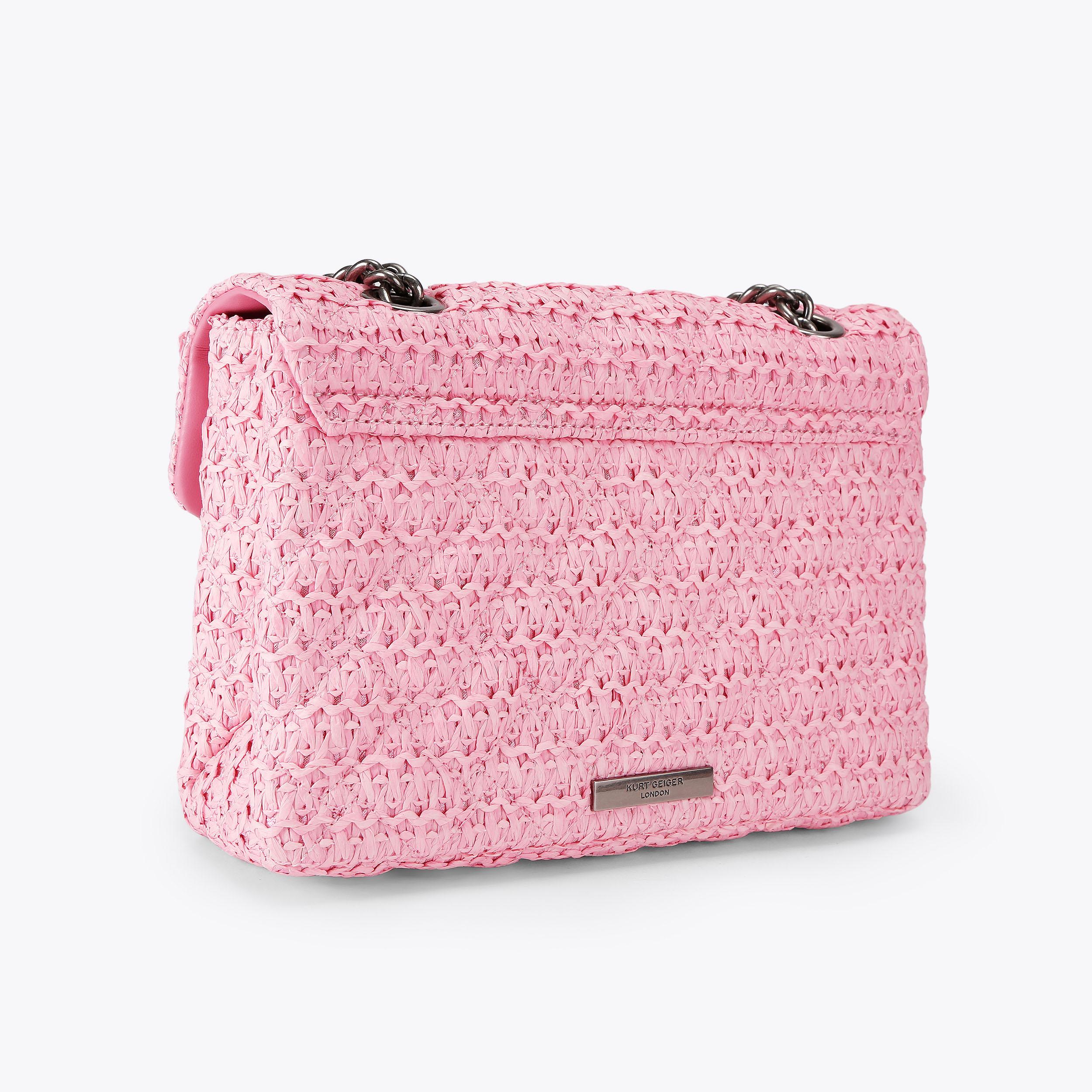 RAFFIA KENSINGTON BAG Pink Raffia Kensington Bag by Kurt Geiger London