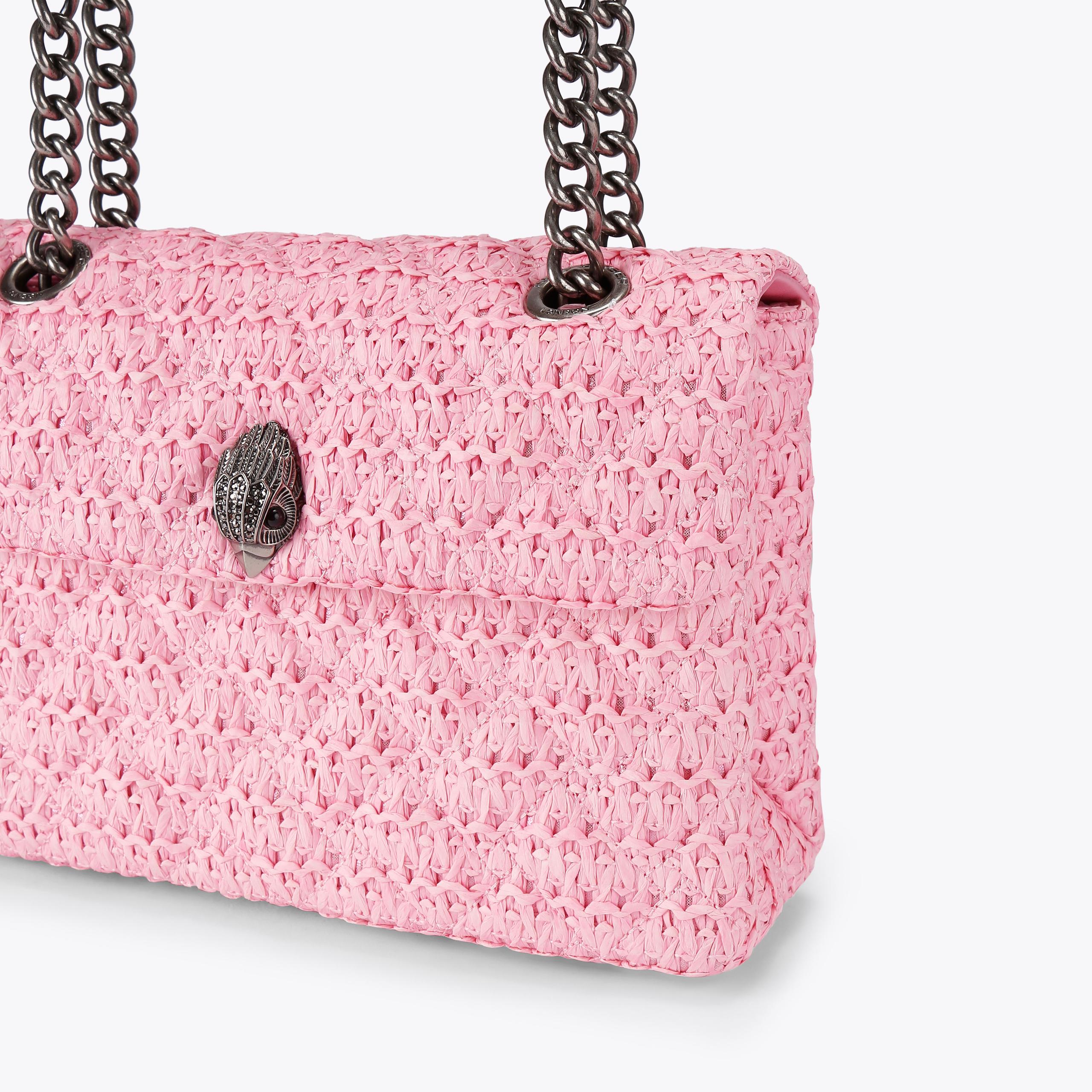 RAFFIA KENSINGTON BAG Pink Raffia Kensington Bag by Kurt Geiger London