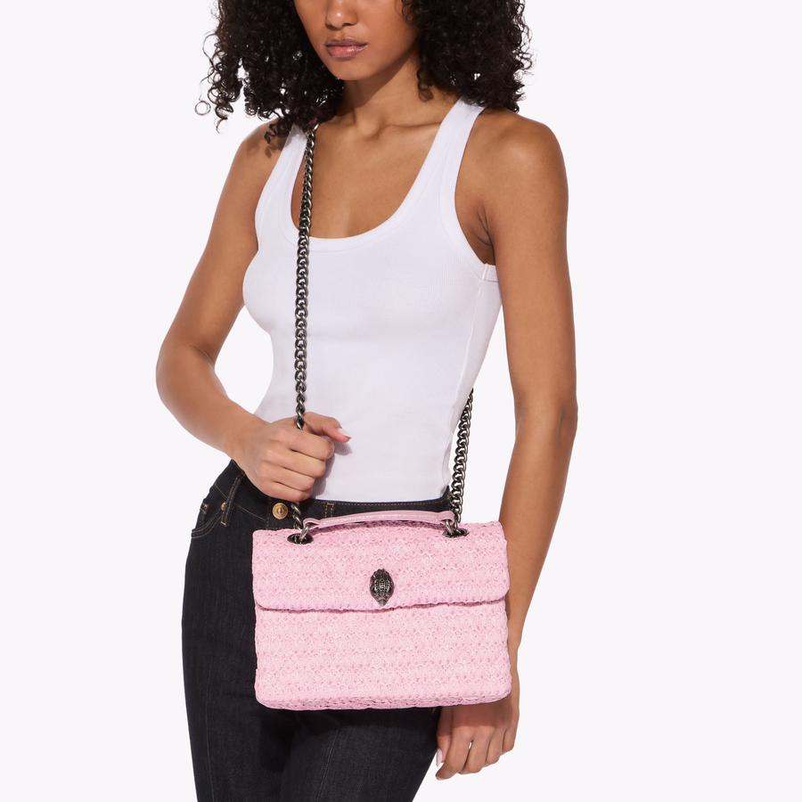 RAFFIA KENSINGTON BAG Pink Raffia Kensington Bag by Kurt Geiger London