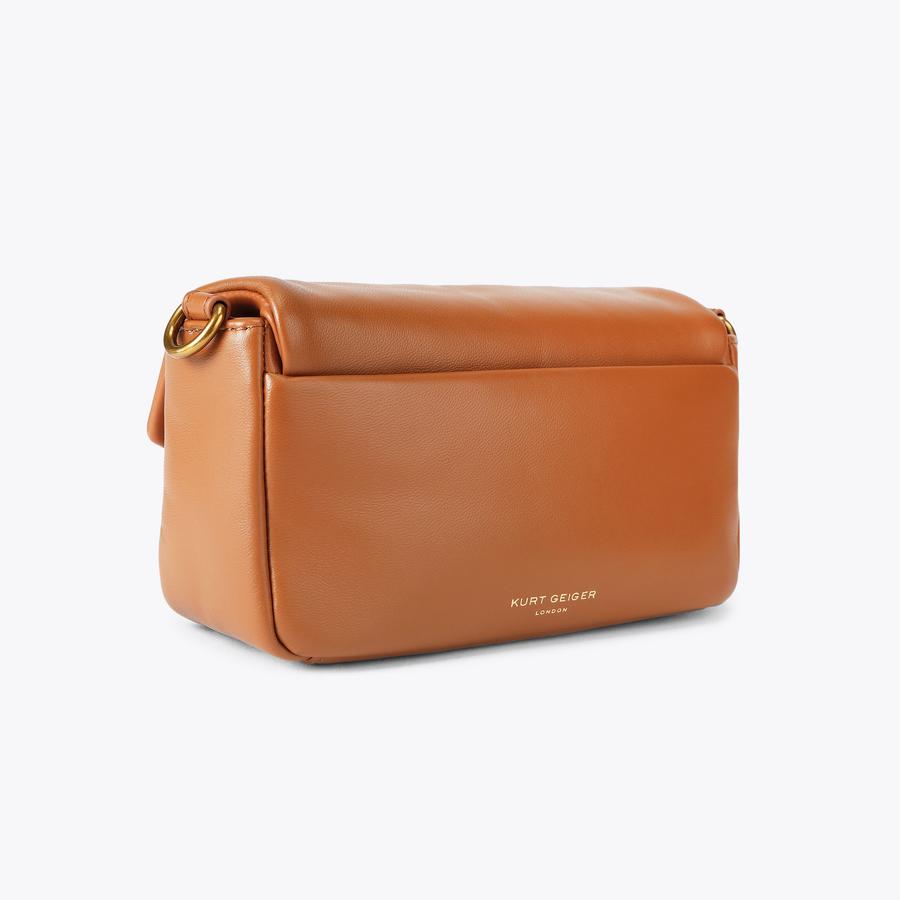 LEATHER MINI OXFORD Tan Leather Shoulder Bag by Kurt Geiger London