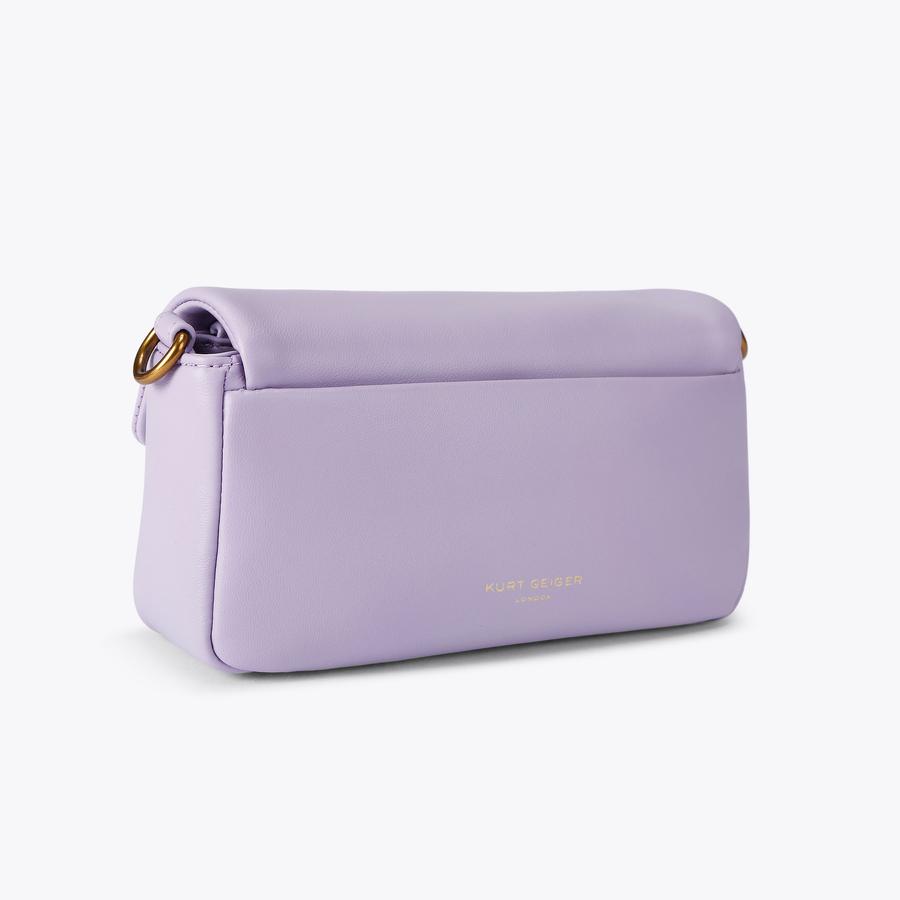LEATHER MINI OXFORD Lilac Leather Shoulder Bag by Kurt Geiger London