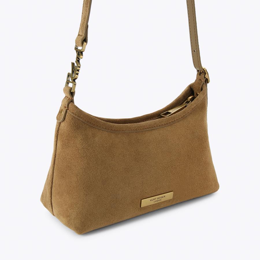 KURT SLING Tan Suede Kurt Sling Bag by Kurt Geiger London