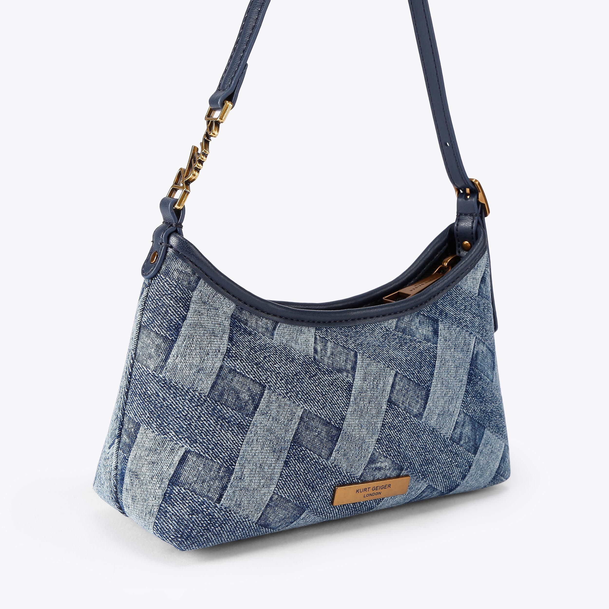 KURT MINI SHOULDER BAG Denim Woven Shoulder Bag by Kurt Geiger London