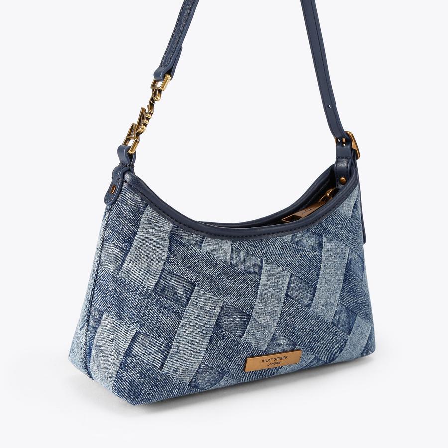 KURT MINI SHOULDER BAG Denim Woven Shoulder Bag by Kurt Geiger London
