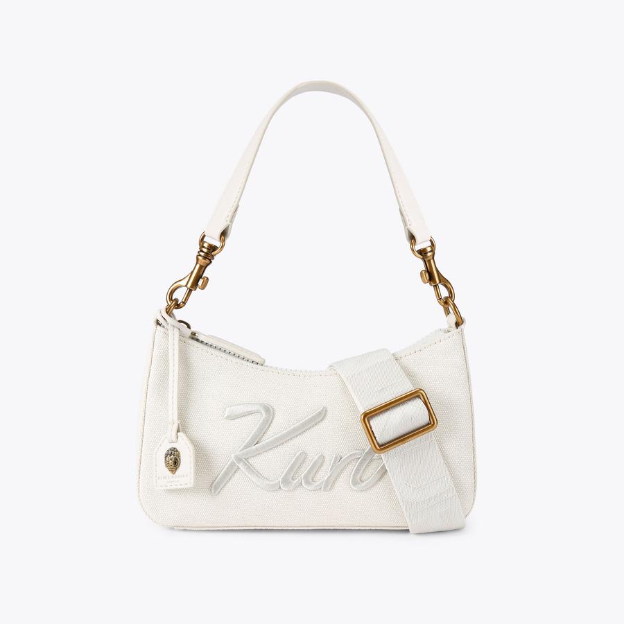 KURT SM HOBO XBODY White Fabric Cross Body Bag by Kurt Geiger London