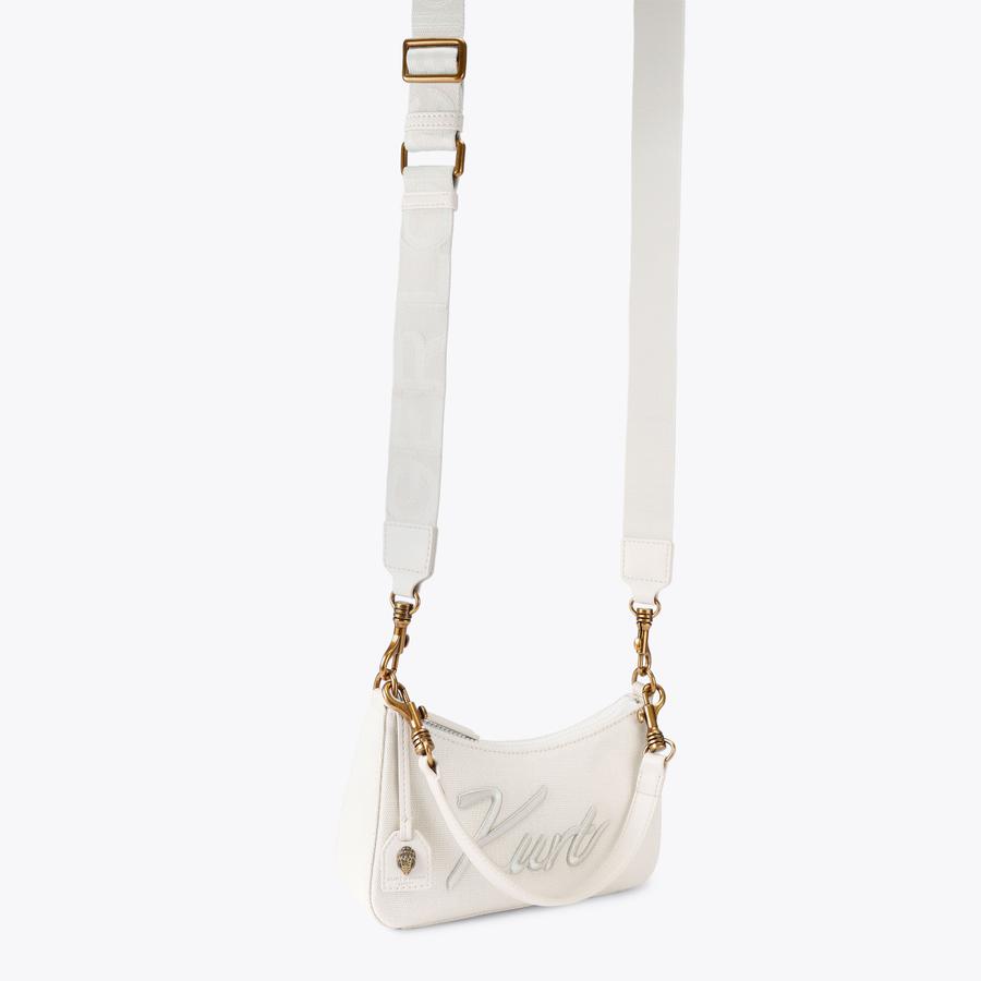 KURT SM HOBO XBODY White Fabric Cross Body Bag by Kurt Geiger London