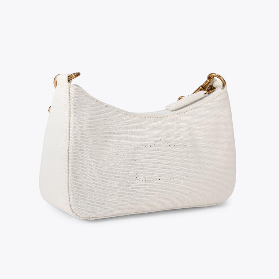 KURT SM HOBO XBODY White Fabric Cross Body Bag by Kurt Geiger London
